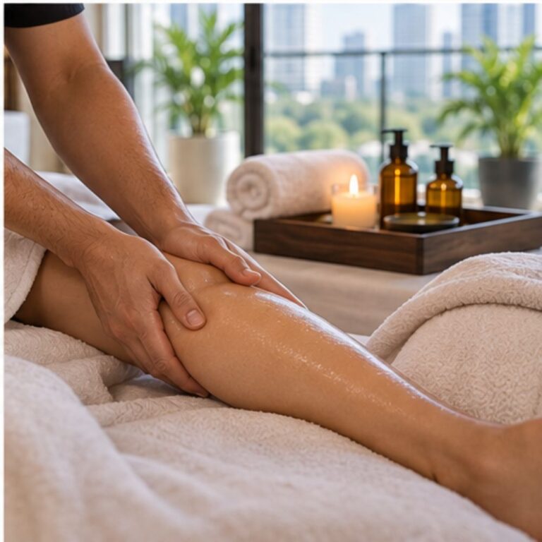 Couples massage at a Dubai villa